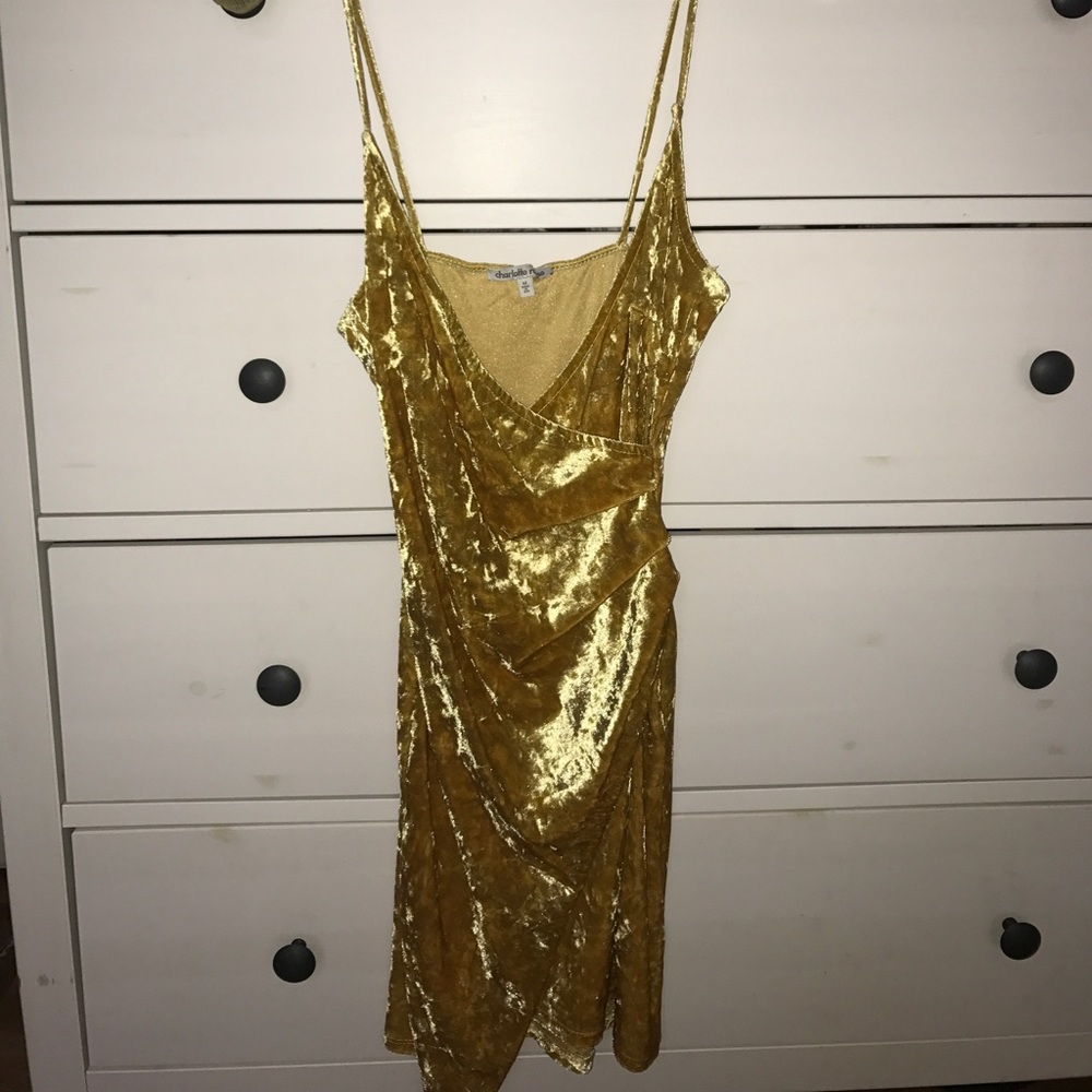 Gold wrap dress